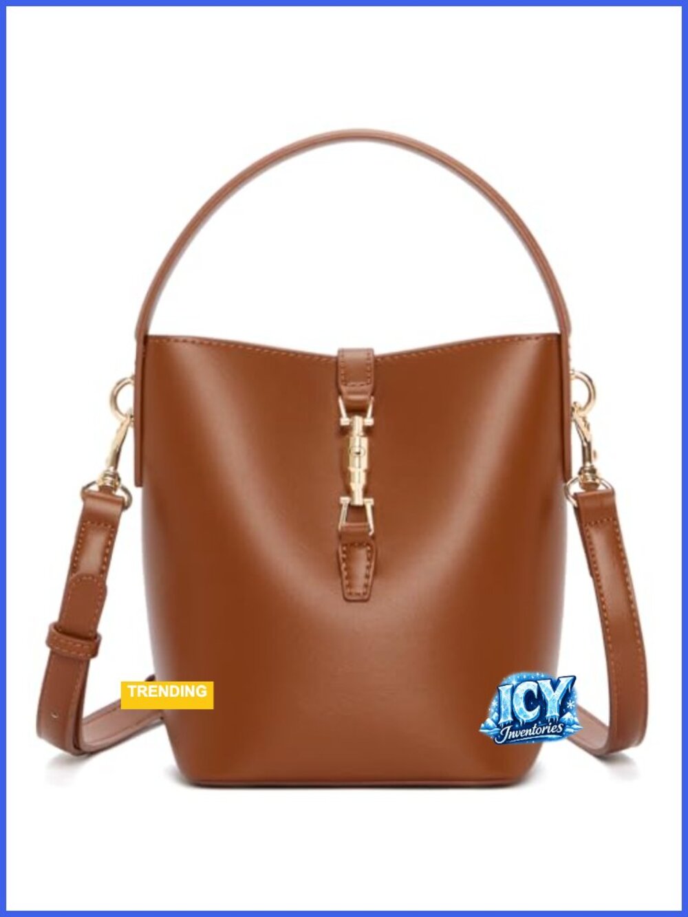 Small Bucket Bag Crossbody Purse Vegan Leather Removable Strap